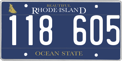 RI license plate 118605