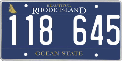 RI license plate 118645