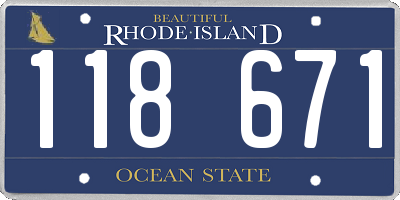 RI license plate 118671