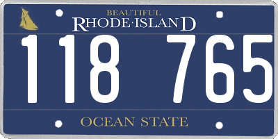 RI license plate 118765