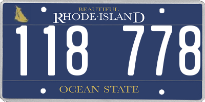 RI license plate 118778