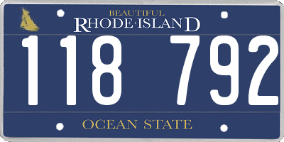 RI license plate 118792