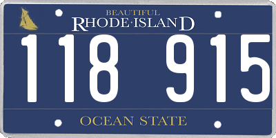 RI license plate 118915