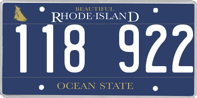 RI license plate 118922
