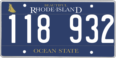 RI license plate 118932