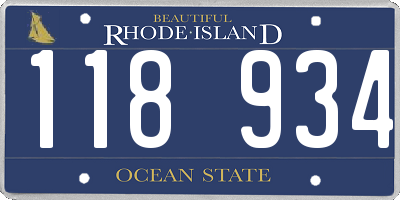 RI license plate 118934