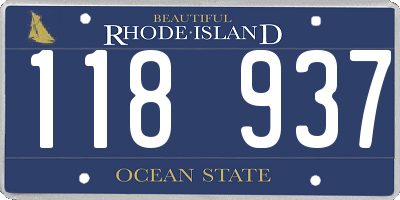 RI license plate 118937
