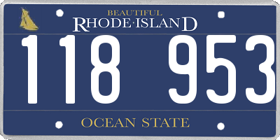 RI license plate 118953