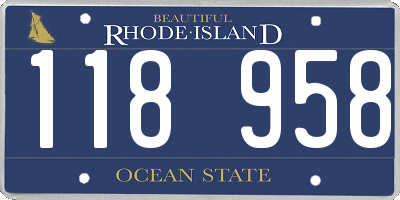 RI license plate 118958
