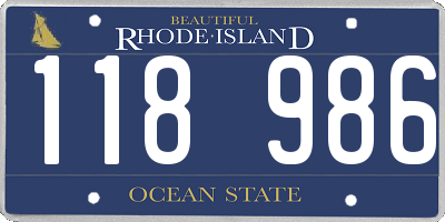 RI license plate 118986