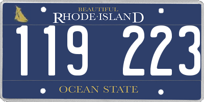 RI license plate 119223