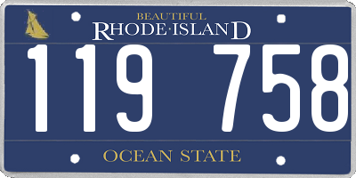 RI license plate 119758