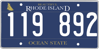 RI license plate 119892