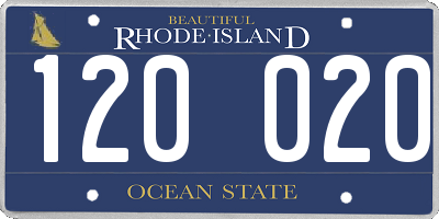 RI license plate 120020