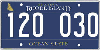 RI license plate 120030