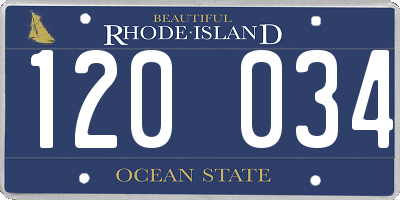 RI license plate 120034