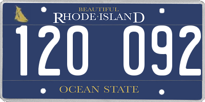 RI license plate 120092