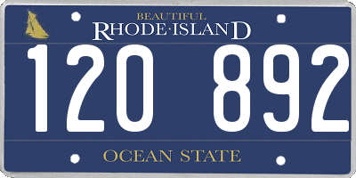 RI license plate 120892