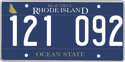 RI license plate 121092