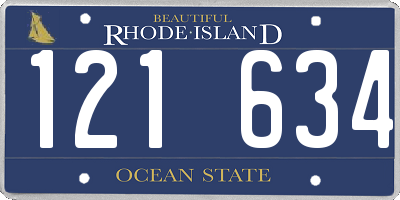 RI license plate 121634