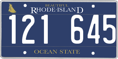 RI license plate 121645