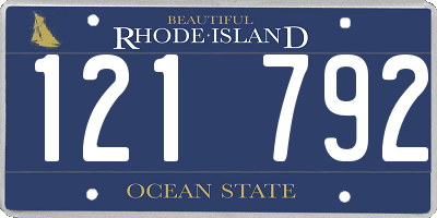 RI license plate 121792