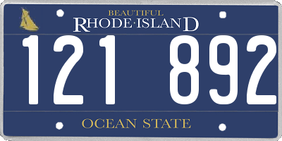 RI license plate 121892