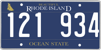 RI license plate 121934