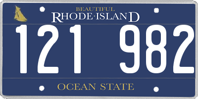 RI license plate 121982
