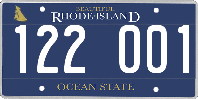 RI license plate 122001