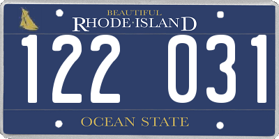 RI license plate 122031