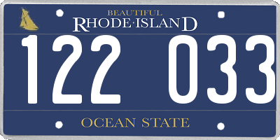 RI license plate 122033