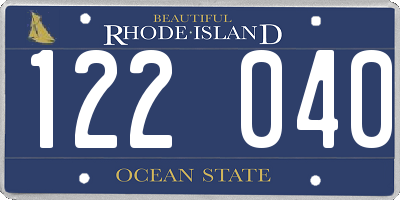 RI license plate 122040