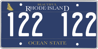 RI license plate 122122