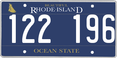 RI license plate 122196