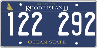 RI license plate 122292