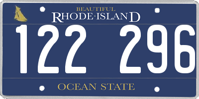RI license plate 122296