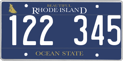 RI license plate 122345