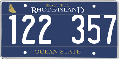 RI license plate 122357