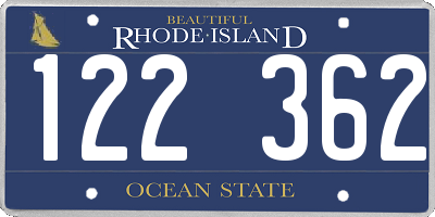 RI license plate 122362