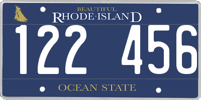 RI license plate 122456
