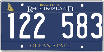 RI license plate 122583