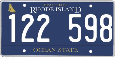 RI license plate 122598