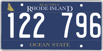 RI license plate 122796