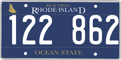 RI license plate 122862
