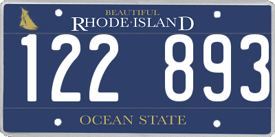 RI license plate 122893