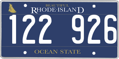 RI license plate 122926