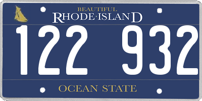 RI license plate 122932