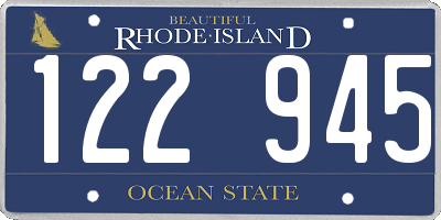 RI license plate 122945