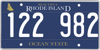 RI license plate 122982
